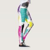 Neon Squares Retro Abstraktes Muster Leggings (Rechts)