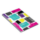 Neon Squares Retro Abstraktes Muster Notizblock (Rechte Seite)