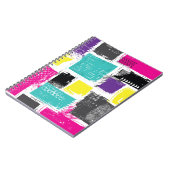 Neon Squares Retro Abstraktes Muster Notizblock (Linke Seite)