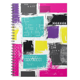 Neon Squares Retro Abstraktes Muster Notizblock