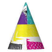Neon Squares Retro Abstraktes Muster Partyhütchen (Rückseite)