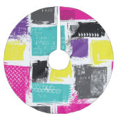 Neon Squares Retro Abstraktes Muster Polyester Weihnachtsbaumdecke (Vorderseite)