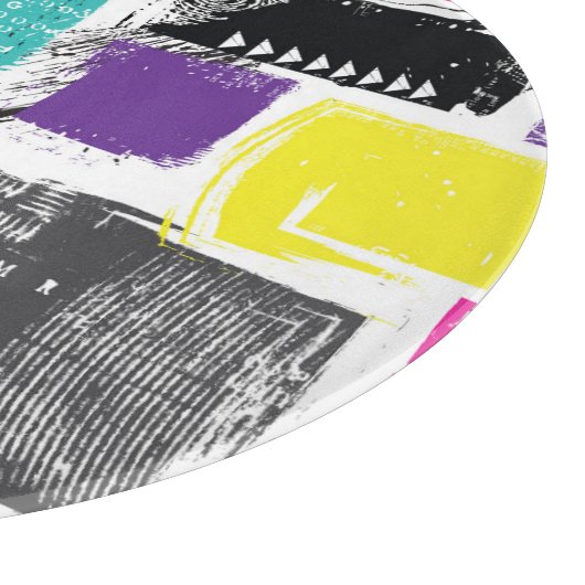 Neon Squares Retro Abstraktes Muster Schneidebrett (Ecke)