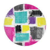 Neon Squares Retro Abstraktes Muster Schneidebrett (Vorderseite)