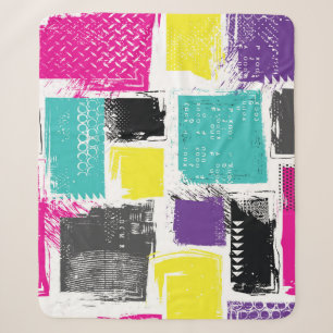 Neon Squares Retro Abstraktes Muster Sherpadecke