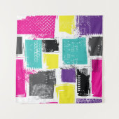 Neon Squares Retro Abstraktes Muster Wandteppich (Vorderseite (Horizontal))
