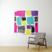 Neon Squares Retro Abstraktes Muster Wandteppich (Beispiel (Horizontal))