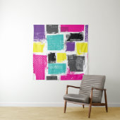 Neon Squares Retro Abstraktes Muster Wandteppich (Beispiel)