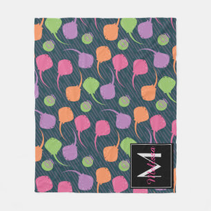Neon Stachelrochen Bunte Spaß Monogramm Benutzerde Fleecedecke