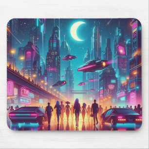 Neon-Stadtlandschaft Mousepad