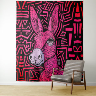 Neon Stammes Esel – Kühne und psychedelische Wandk Wandteppich