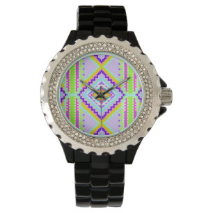 Neon-Stammes-Träume-Kaleidoskop Armbanduhr