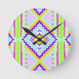 Neon-Stammes-Träume-Kaleidoskop Runde Wanduhr
