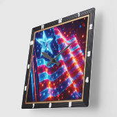 Neon Star American Flag Modern Quadratische Wanduhr (Winkel)