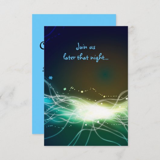 Neon Star Bar Mitzvah Party Empfang Card Begleitkarte (Vorne/Hinten)