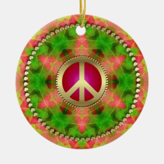 Neon Star Groovy Friedenszeichen Keramik Ornament (Vorne)