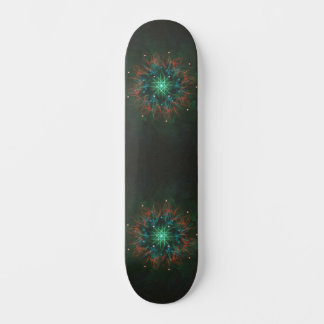 Neon Starburst Fractal – Glowing Green and Electri Skateboard