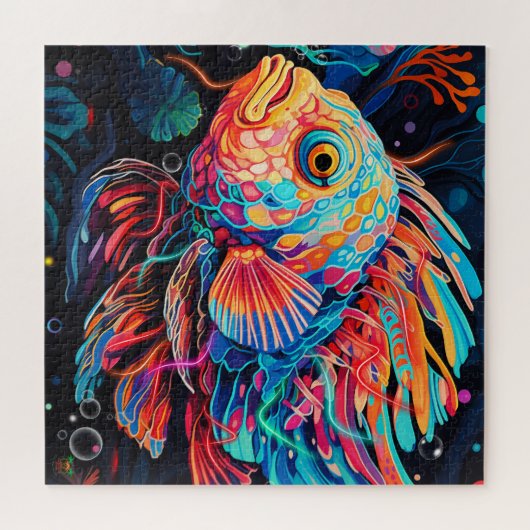 🐙 Neon Stargazer Fish Puzzle (Horizontal)