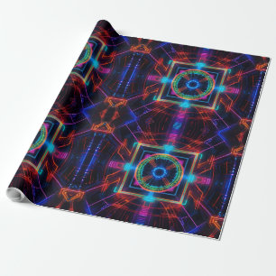 Neon Sternexplosion Kaleidoskop Geschenkpapier