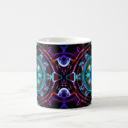 Neon Sternexplosion Kaleidoskop Kaffeetasse (Mittel)