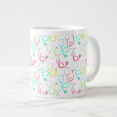 Neon Stethoscope-Muster Jumbo-Tasse (Vorderseite Rechts)