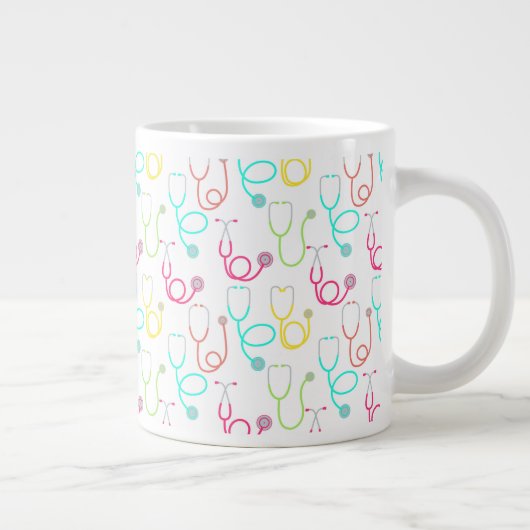 Neon Stethoscope-Muster Jumbo-Tasse (Rechts)