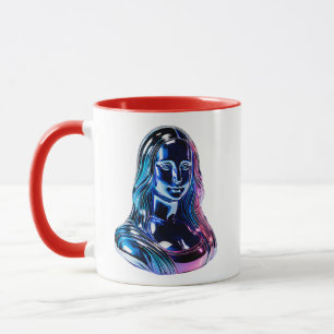 Neon-Stil-Porträt-Illustration einer Frau Tasse