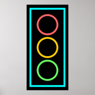 Neon Stoplight Poster