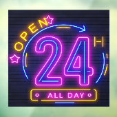 Neon Stores rund um die Uhr geöffnet Fensterheber Fensteraufkleber (Blatt 3)