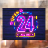 Neon Stores rund um die Uhr geöffnet Fensterheber Fensteraufkleber (Blatt 2)