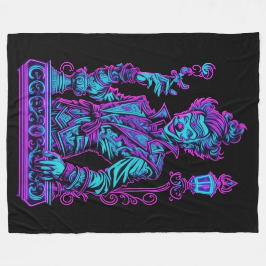 Neon Strampler Rosa und Türkis Fleecedecke (Vorderseite (Horizontal))