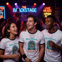 Neon-Straßen & Nadel-Tropfen T-Shirt