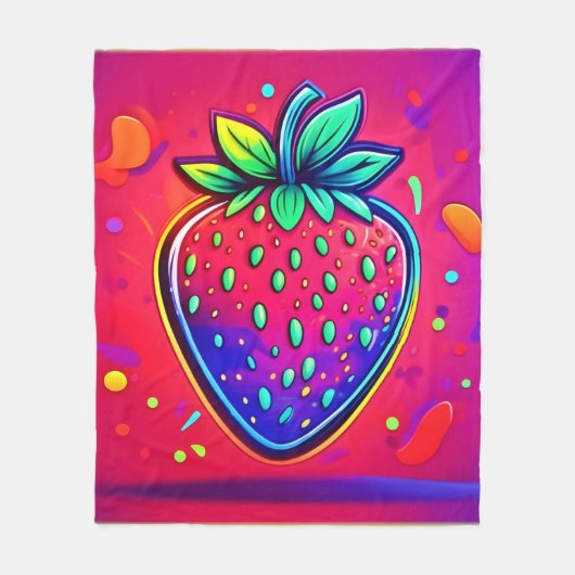 Neon Strawberry Pop Fleecedecke (Vorderseite)
