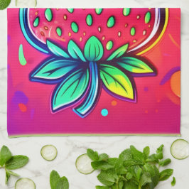 Neon Strawberry Pop Geschirrtuch