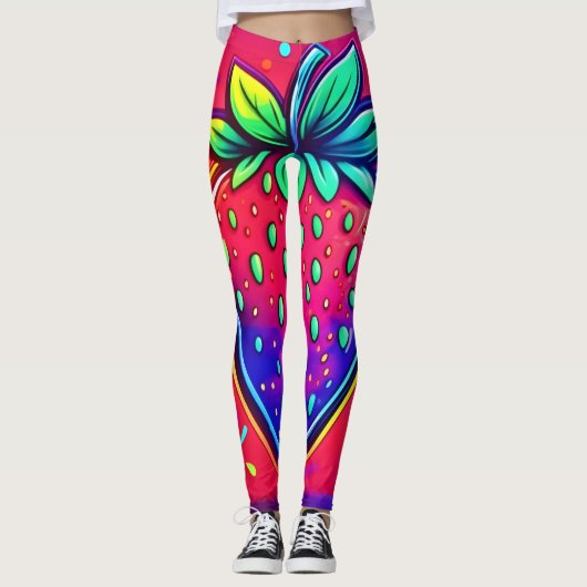 Neon Strawberry Pop Leggings (Vorderseite)