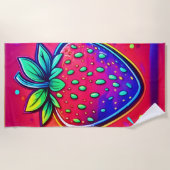 Neon Strawberry Pop Strandtuch (Vorderseite)