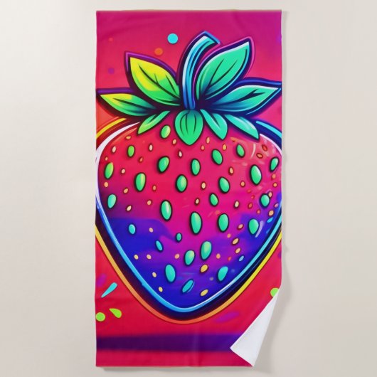 Neon Strawberry Pop Strandtuch (Vorderseite)