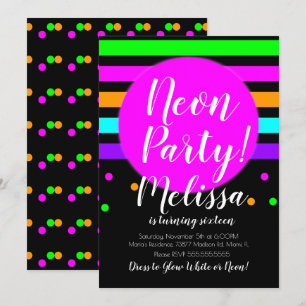 Neon-Streifen Verrückte Neon-Glow-In-The-Dark-Part Einladung