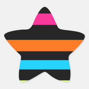 Neon-Streifenmuster Stern-Aufkleber