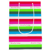 Neon Stripe Personalisiert Holiday Mittlere Geschenktüte (Rückseite)