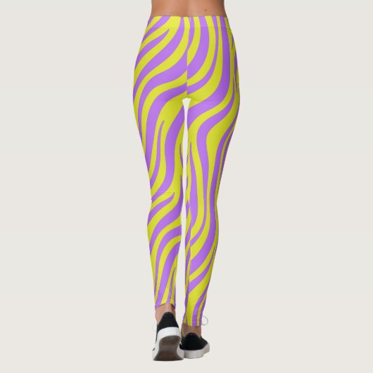 Neon Stripe Print Leggings mit Wavy Lines (Rückseite)