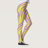 Neon Stripe Print Leggings mit Wavy Lines (Rechts)