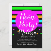 Neon Stripes Crazy Neon glühen im dunklen Party Einladung (Vorderseite)