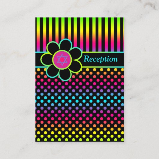 Neon Stripes Polka Dots Bat Mitzvah Enclosure Card Begleitkarte (Vorderseite)