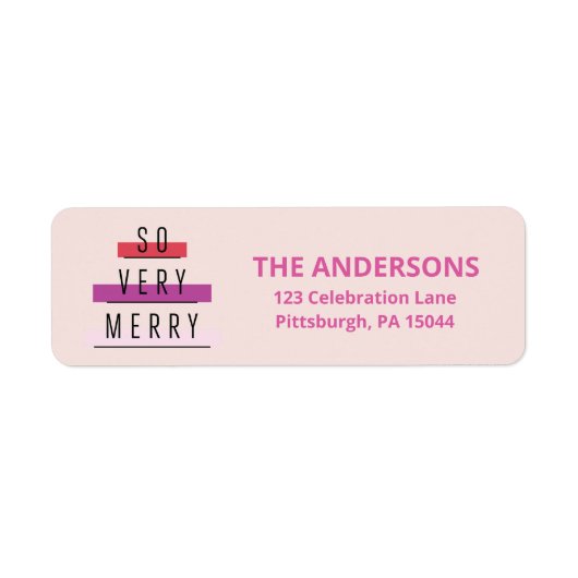 Neon Stripes Retro Merry Address Labels (Vorne)