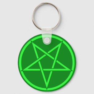 Neon style  green Pentacle pentagram Schlüsselanhänger