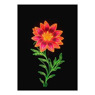 Neon stylisierte Blume Fotodruck