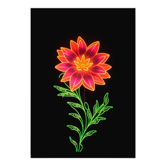 Neon Stylized Blume Fotodruck (Vorne)