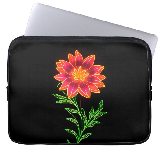 Neon Stylized Blume Laptopschutzhülle (Vorderseite)