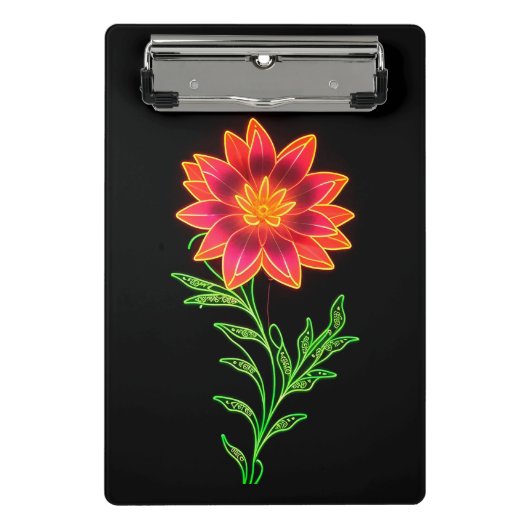 Neon Stylized Blume Mini Klemmbrett (Vorderseite)